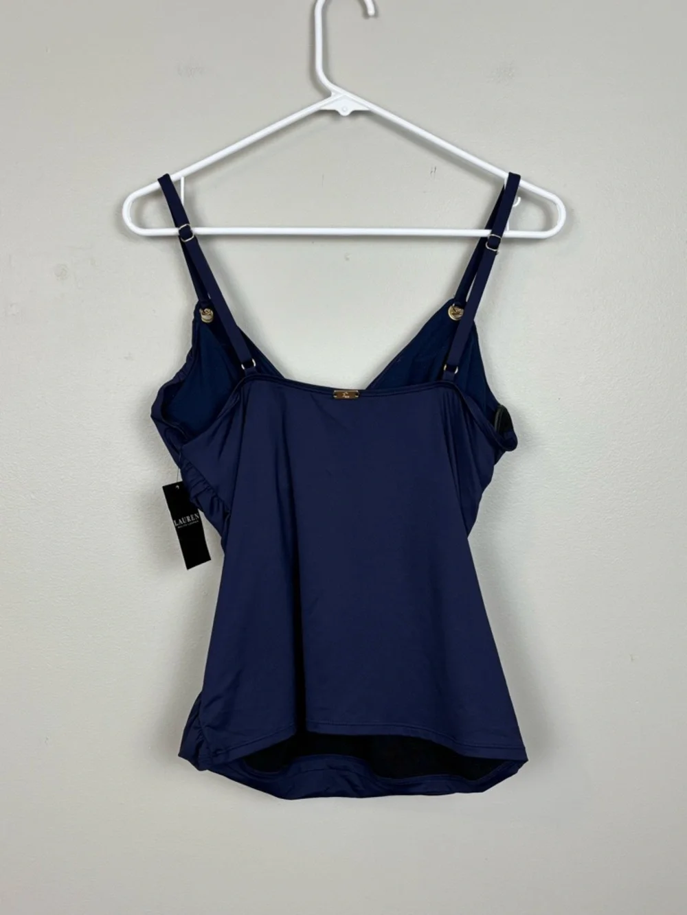 Lauren Ralph‎ Lauren Tankini Womens 12 Navy Toggle-Trim Tankini Top Swim Resort
